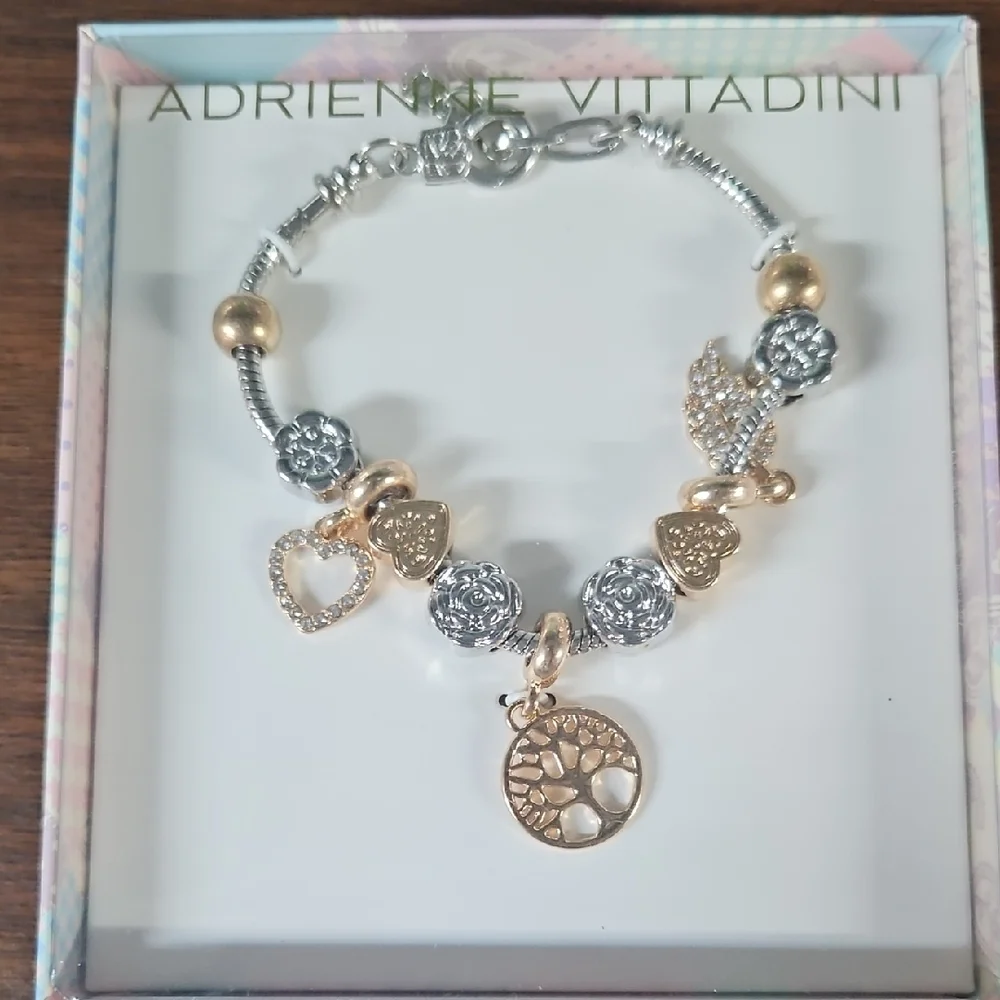 Adrienne Vittadini Two-Tone Charm Bracelet